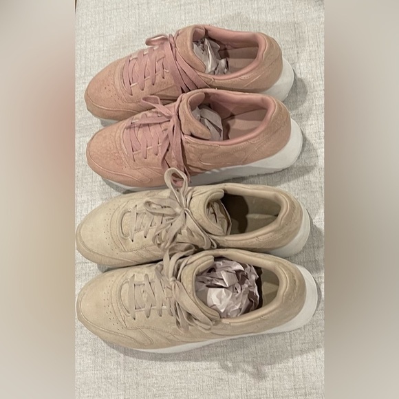 REEBOK leather suede classic double platform in pink dusty rose. Women’s 10.5. - Picture 14 of 14